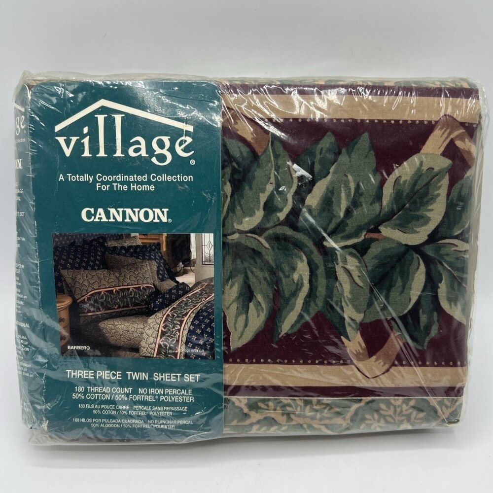 Cannon Village 3 Piece Twin Sheet Set Flat Fitted Pillowcase Barbero